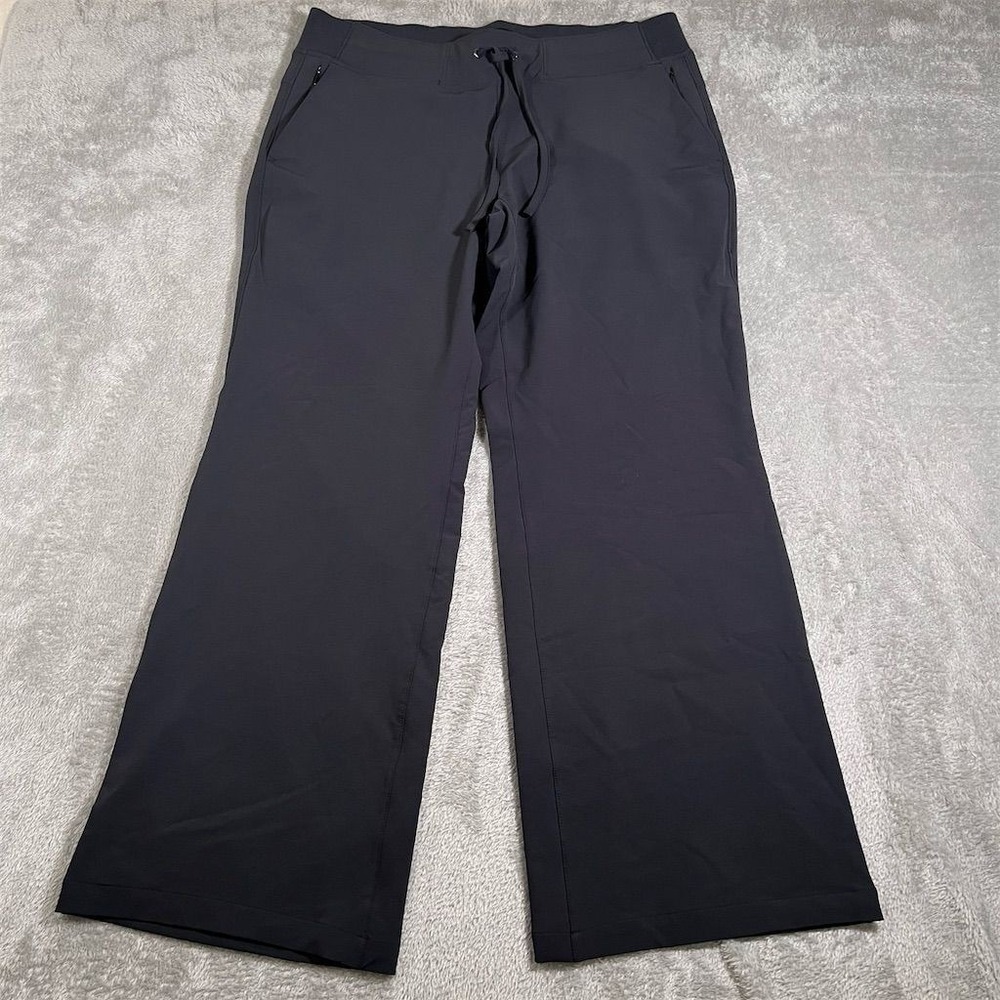 SCOTTeVEST Travel Pants Women L Black Wide Leg Margaux Yogaux Zipper Pockets